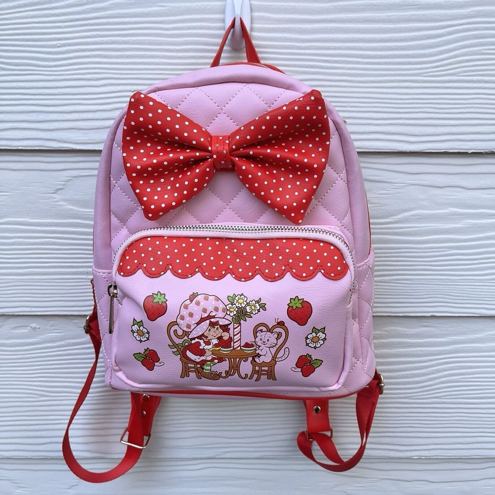 Strawberry Shortcake Mini Backpack  Polka Dot Bow Quilted Bag Pink NEW 2024‎